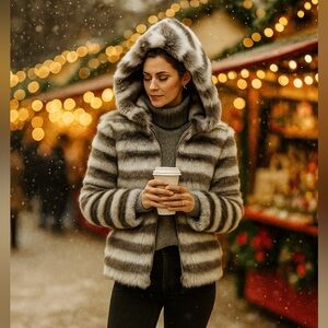 NWT! Luxe Faux Fur Hooded Jacket